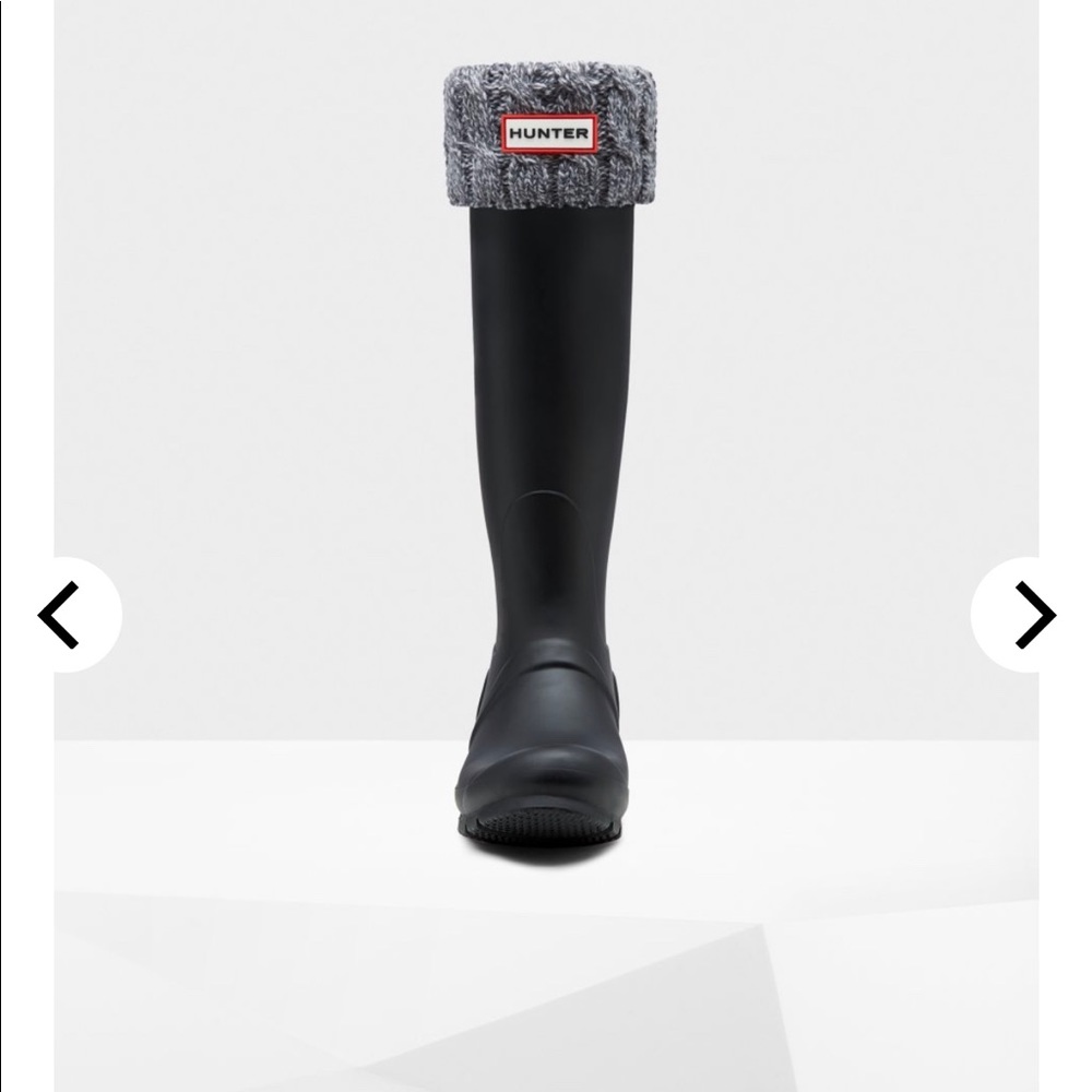 Cable Knit Grey/Black Tall Hunter Boot Socks